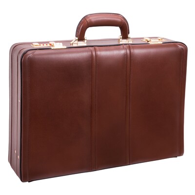 McKlein Coughlin Expandable Attache Briefcase, Top Grain Cowhide Leather, Brown (80464)