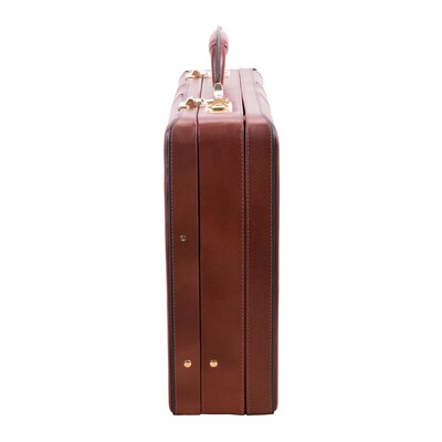 McKlein Coughlin Expandable Attache Briefcase, Top Grain Cowhide Leather, Brown (80464)