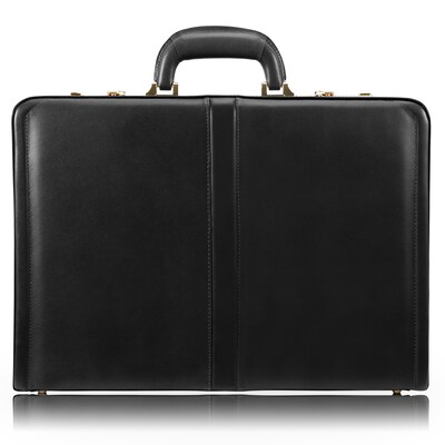 McKlein Reagan Attache Briefcase, Top Grain Cowhide Leather, Black (80445)