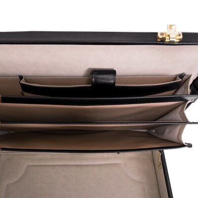 McKlein Reagan Attache Briefcase, Top Grain Cowhide Leather, Black (80445)