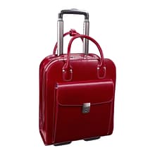 McKlein UPTOWN L Series Laptop Rolling Briefcase, Red Genuine Leather (97696)