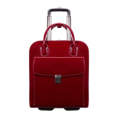 McKlein UPTOWN L Series Laptop Rolling Briefcase, Red Genuine Leather (97696)