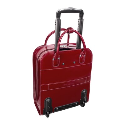 McKlein UPTOWN L Series Laptop Rolling Briefcase, Red Genuine Leather (97696)