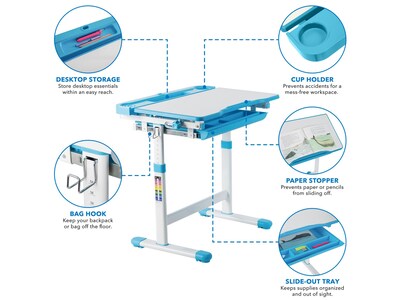 Mount-It! 26" Kid's Desk with Chair, Blue (MI-10202)