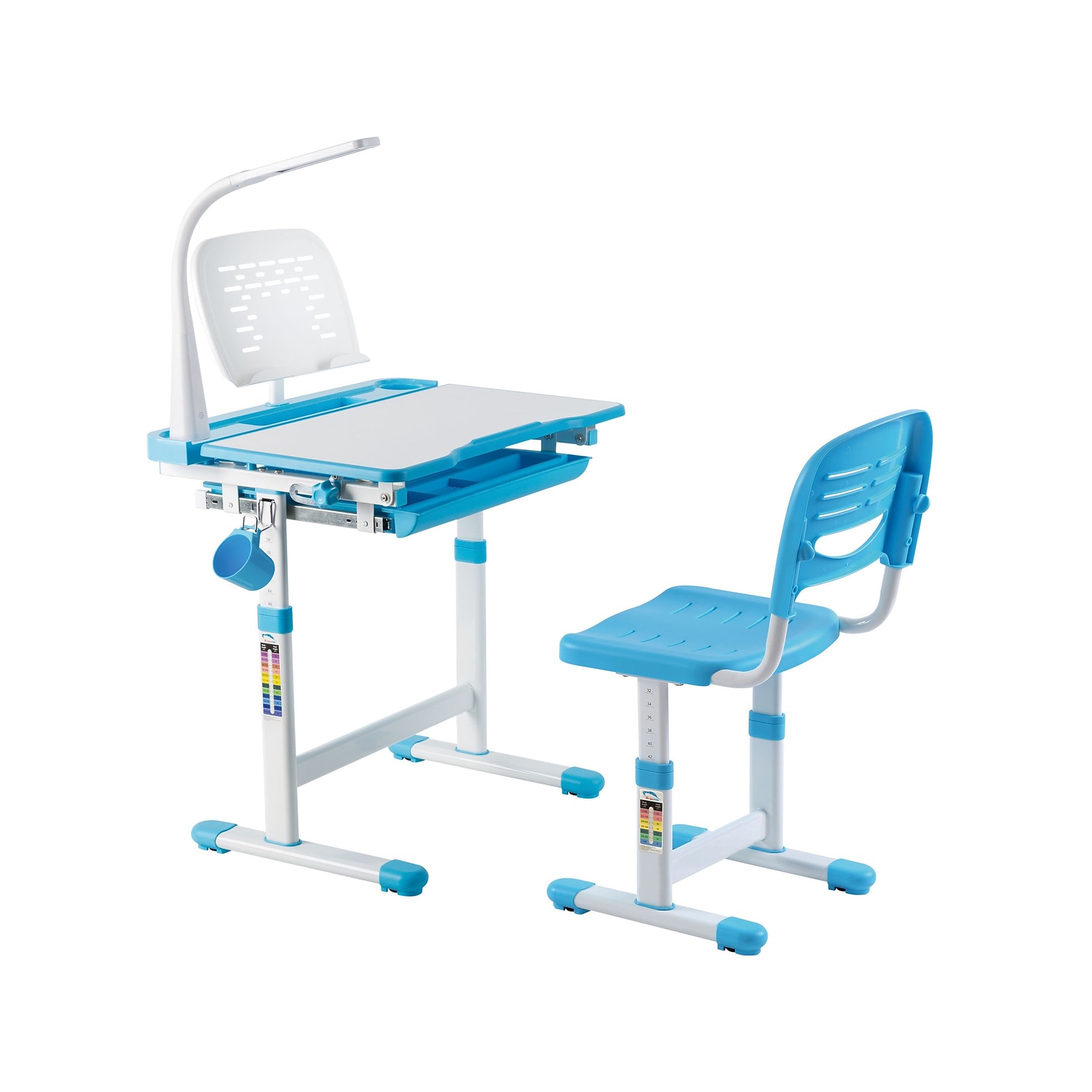 Mount-It! 26 Kids Desk with Chair, LED Lamp, and Book Holder, Blue (MI-10212)