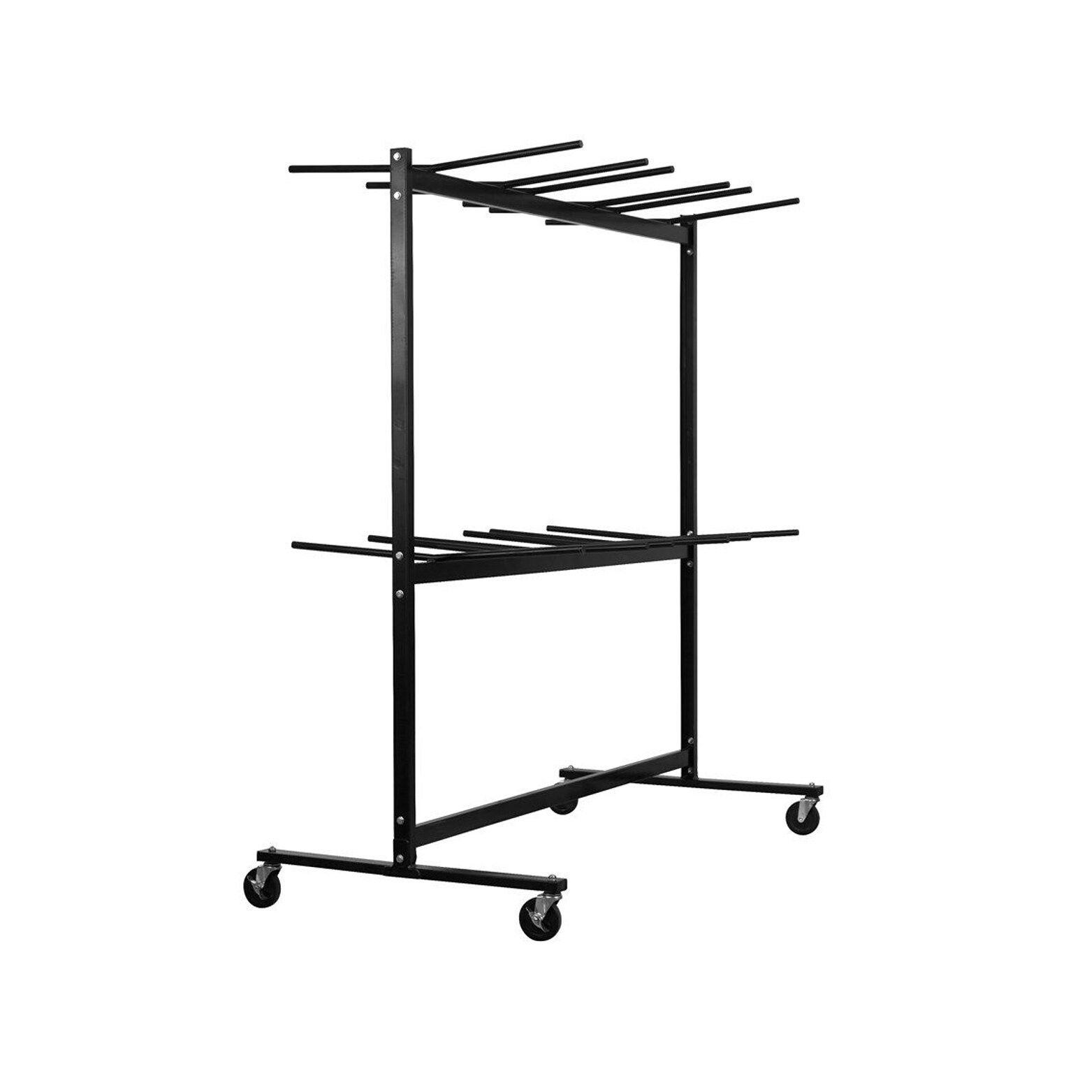 Adiroffice Two Tier Black Steel Chair Cart 84 Chair Capacity (690-03)