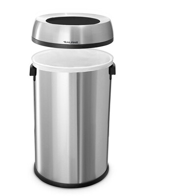 Alpine Industries Stainless Steel Trash Can with No Lid, 17 Gallon, Silver (470-65L)