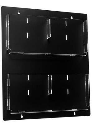 AdirOffice Wall Mounted Acrylic Magazine Rack with Adjustable Pockets, Black (640-2023-BLK)