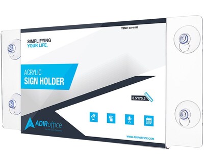 AdirOffice Sign Holder, 5 x 8, Clear Acrylic, 2/Pack (639-8555-WSH-2)