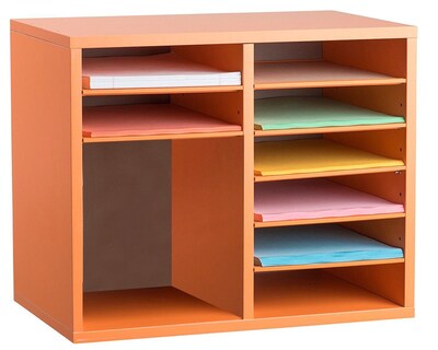 Adiroffice Wood Orange Adjustable 9 Compartment Literature Organizer (500-12-ORG)