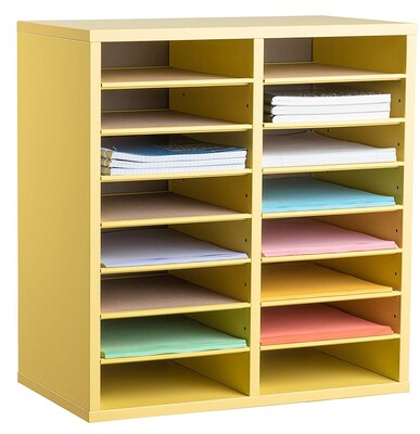 Adiroffice Wood Yellow Adjustable 16 Compartment Literature Organizer (500-16-YEL)