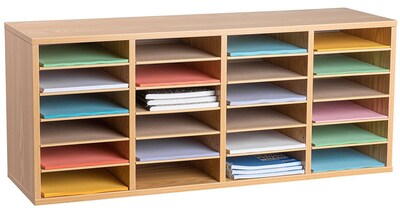 Adiroffice Wood Oak Adjustable 24 Compartment Literature Organizer (500-24-MEO)