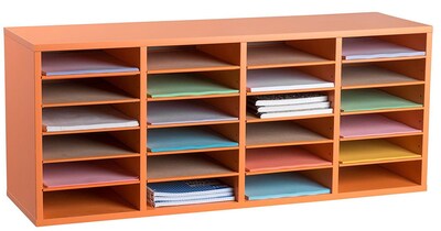 Adiroffice Wood Orange Adjustable 24 Compartment Literature Organizer (500-24-ORG)