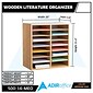 AdirOffice 16-Compartment Literature Organizers, 11.8" x 20", Medium Oak (500-16-MEO)