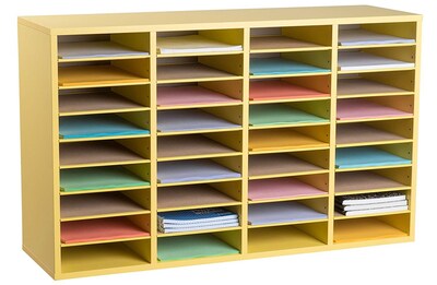 Adiroffice Wood Yellow Adjustable 36 Compartment Literature Organizer (500-36-YEL)