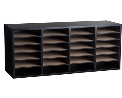 Adiroffice Wood Black Adjustable 24 Compartment Literature Organizer (500-24-BLK)