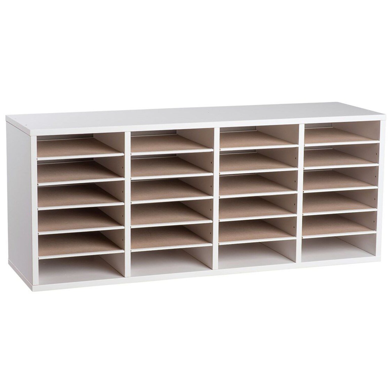 Adiroffice Wood White Adjustable 24 Compartment Literature Organizer (500-24-WHI)