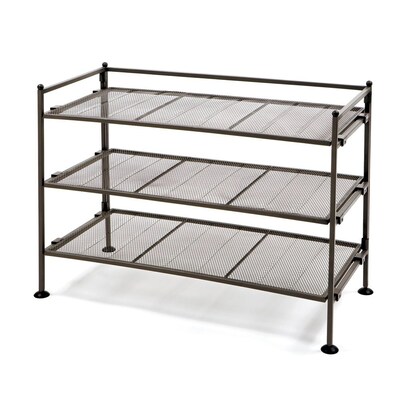 Seville Classic 3-Tier Iron Mesh Utility Shoe Rack, Satin Bronze (SHE15909B)