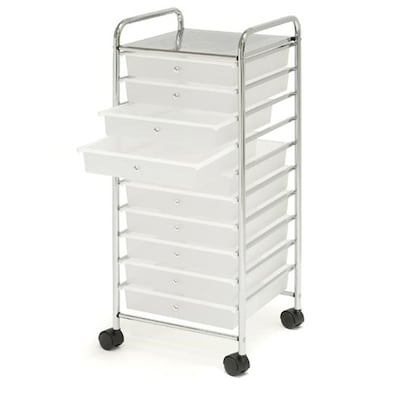 Seville Classics Large 10-Drawer Organizer Cart, Frosted White