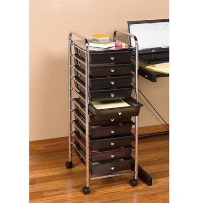 Seville Classics 10 Drawer Black Organizer Cart