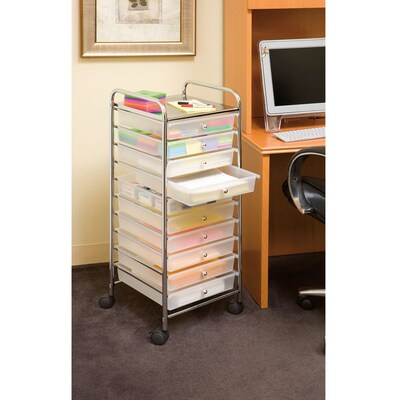 Seville Classics 10-Drawer Organizer Cart, Frosted White (SHE16218WB)