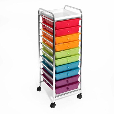 Seville Classics 10-Drawer Organizer Cart, Pearlescent Multi-Color(WEB241)