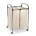 Seville Classics Mobile Double Bag Compact Laundry Hamper Sorter Cart, Chrome (WEB275)