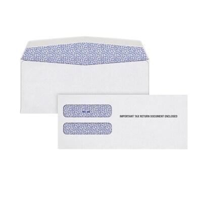 TOPS 2023 Gummed Double Window Tax Form Envelopes, White, 100/Pack (DW3-S)