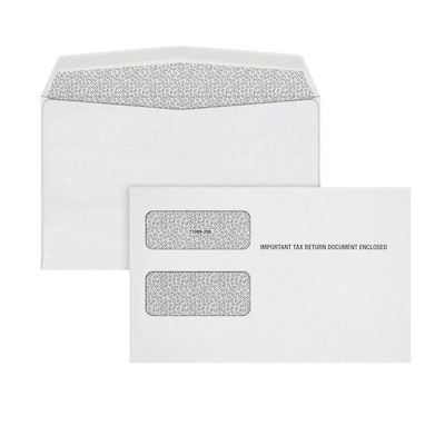 TOPS 2023 Double Window Tax Form Gummed Envelopes, White, 100/Pack (7956E-S)