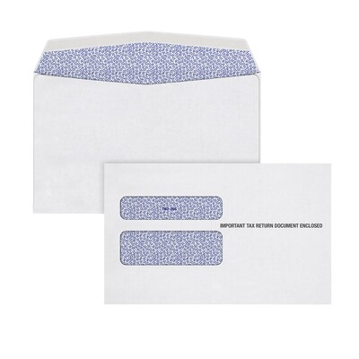 TOPS Gum Double Window Envelope for Laser W-2 Forms, 5 5/8 x 9, White, 100/Pack (7985E100)