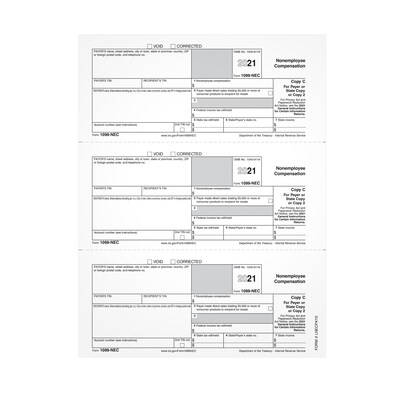 Tops 21 1099 Nec Copy C Or 2 Laser Inkjet Tax Forms 100 Forms Pack Lnecpay2 Quill Com