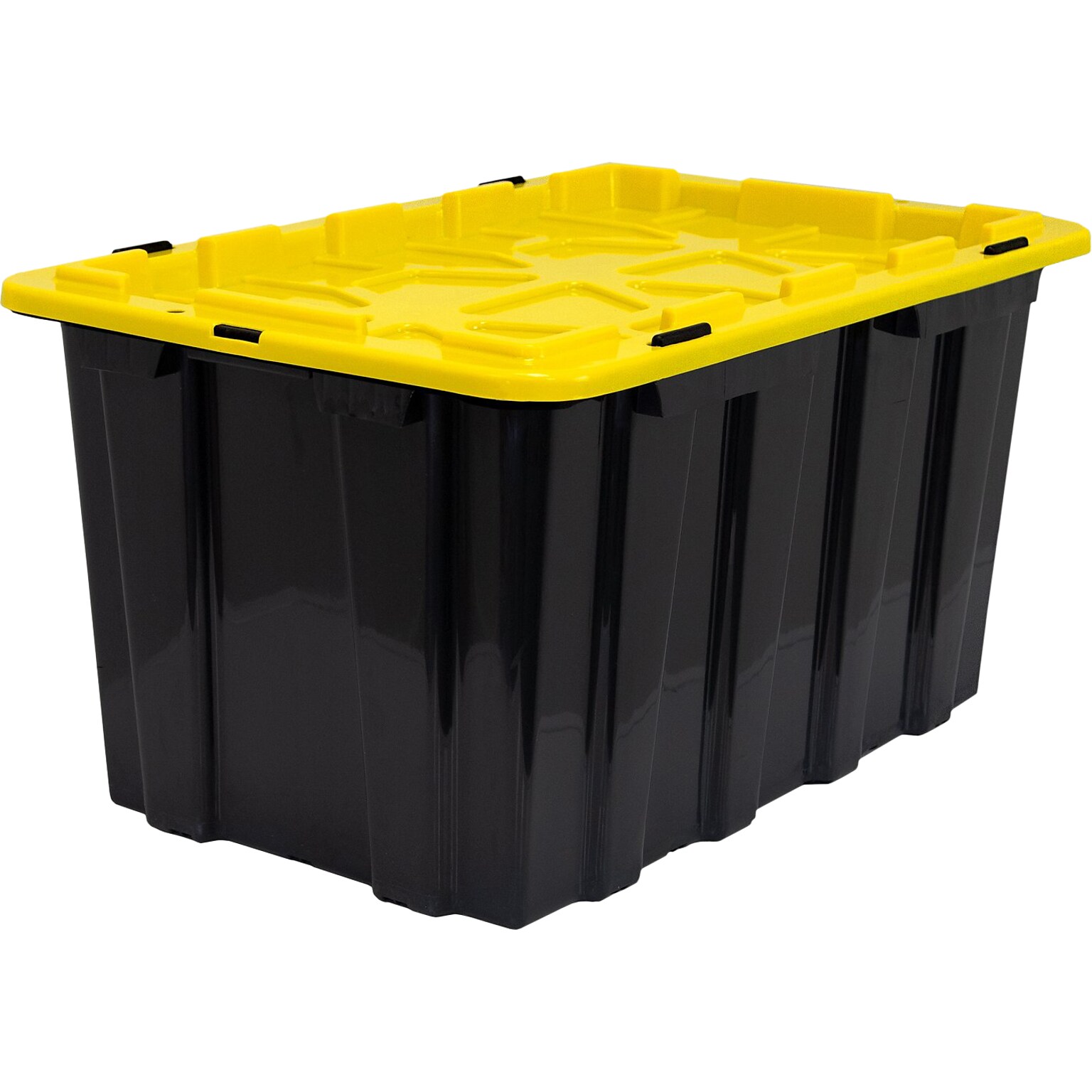 Mount-It! 63.4 Qt. Snap Lid Storage Bin, Black/Yellow, 3/Pack (WI-3001)