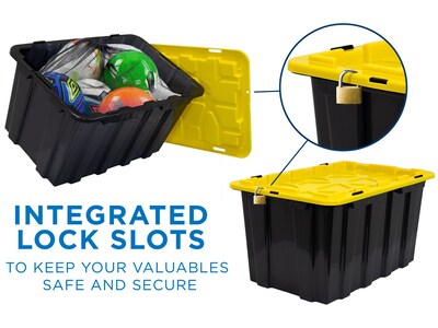 Mount-It! 63.4 Qt. Snap Lid Storage Bin, Black/Yellow, 3/Pack (WI-3001)