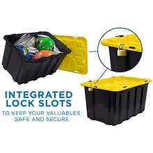 Mount-It! 63.4 Qt. Snap Lid Storage Bin, Black/Yellow, 3/Pack (WI-3001)