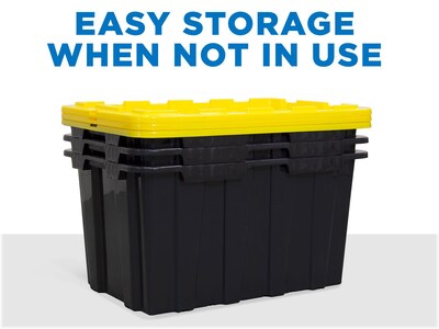 Mount-It! 63.4 Qt. Snap Lid Storage Bin, Black/Yellow, 3/Pack (WI-3001)