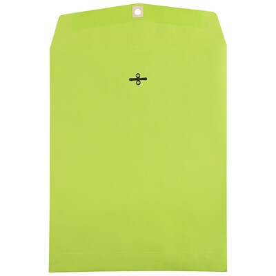 JAM Paper 10 x 13 Open End Catalog Colored Envelopes with Clasp Closure, Ultra Lime Green, 100/Pack