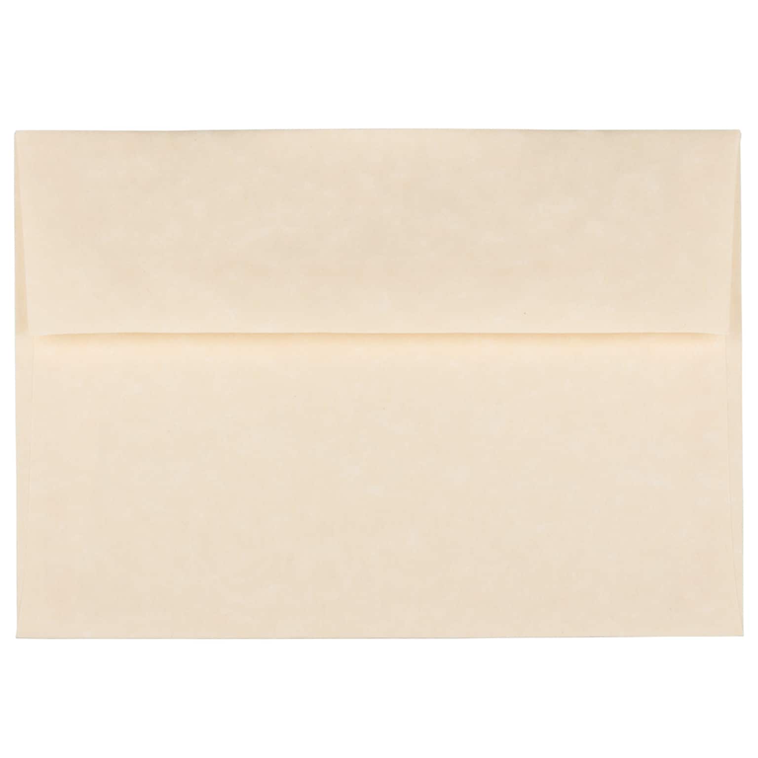JAM Paper A7 Parchment Invitation Envelopes, 5.25 x 7.25, Natural Recycled, 25/Pack (35394)