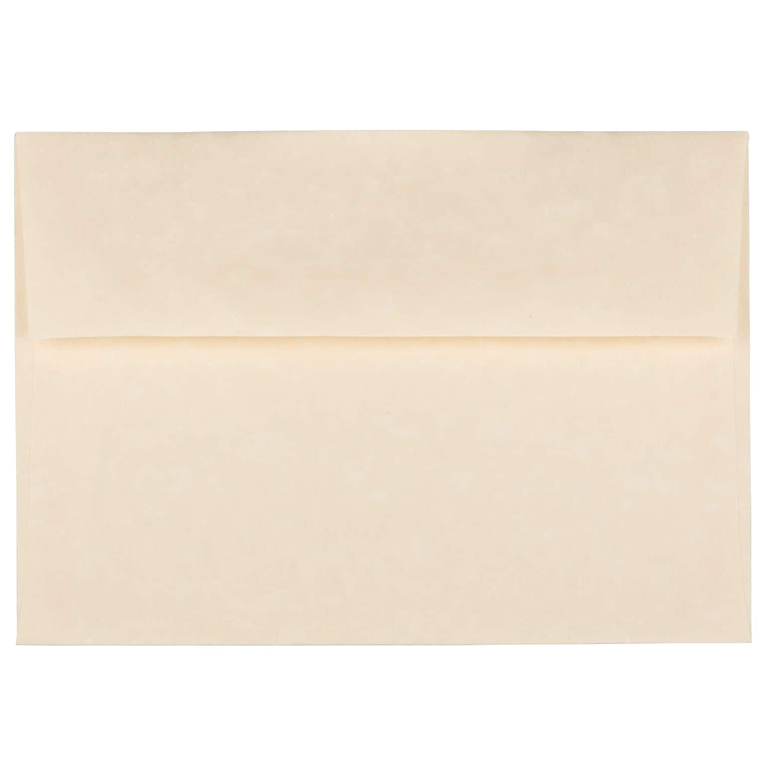 JAM Paper A7 Parchment Invitation Envelopes, 5.25 x 7.25, Natural Recycled, 50/Pack (35394I)