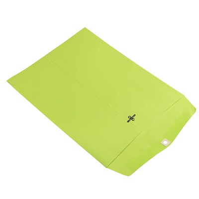 JAM Paper 10 x 13 Open End Catalog Colored Envelopes with Clasp Closure, Ultra Lime Green, 100/Pack (V0128186)