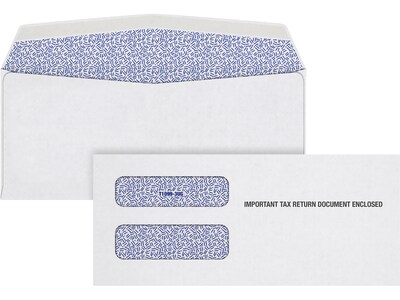 TOPS Security Tinted Double Window 1099 Tax Form Envelope, White, 100/Pack (S1099-3E)