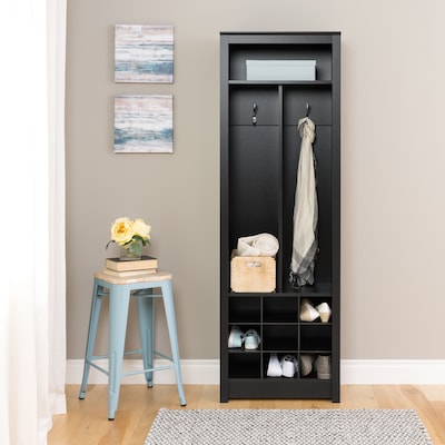 Prepac 72.5 Space-Saving Entryway Organizer with Shoe Storage, Black (BSOH-0010-1)