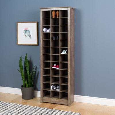 Prepac Space-Saving Shoe Storage Cabinet, Drifted Gray (DUSR-0009-1)
