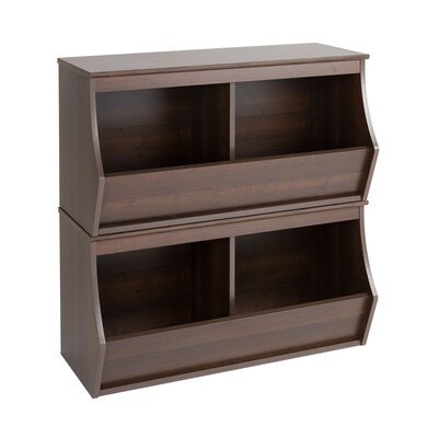 Prepac Fremont Stacked 4-Bin Storage Cubbie, Espresso, Set of 2 (ERSD-0002-2M)