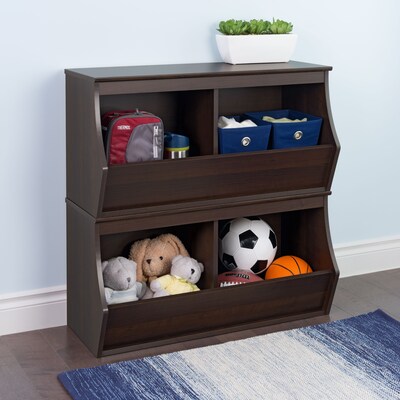 Prepac Fremont Stacked 4-Bin Storage Cubbie, Espresso, Set of 2 (ERSD-0002-2M)