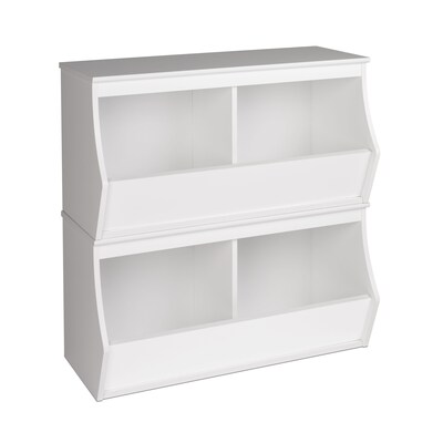 Prepac Monterey Stacked 4-Bin Storage Cubbie, White, Set of 2 (WRSD-0002-2M)