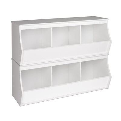 Prepac Monterey Stacked 6-Bin Storage Cubbie, White Set of 2 (WRSM-0003-2M)