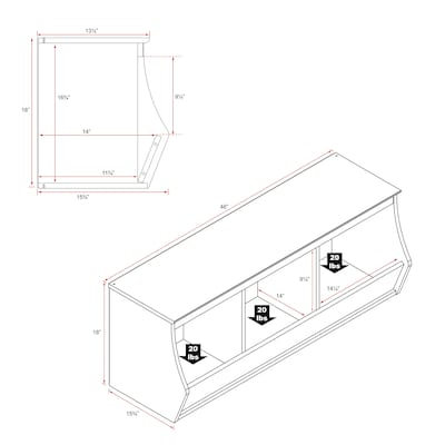 Prepac Monterey Stacked 6-Bin Storage Cubbie, White Set of 2 (WRSM-0003-2M)