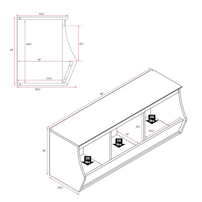 Prepac Monterey Stacked 6-Bin Storage Cubbie, White Set of 2 (WRSM-0003-2M)