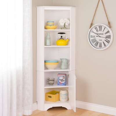 Prepac Elite White Tall 1-Door Corner Storage Cabinet (WSCC-0604-1)