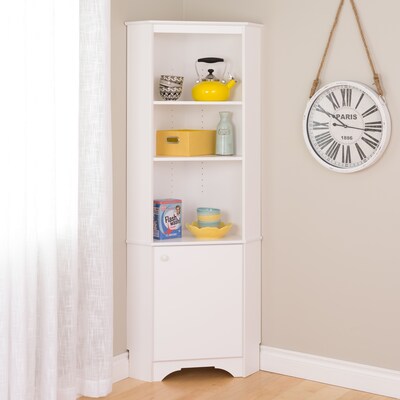 Prepac Elite White Tall 1-Door Corner Storage Cabinet (WSCC-0604-1)